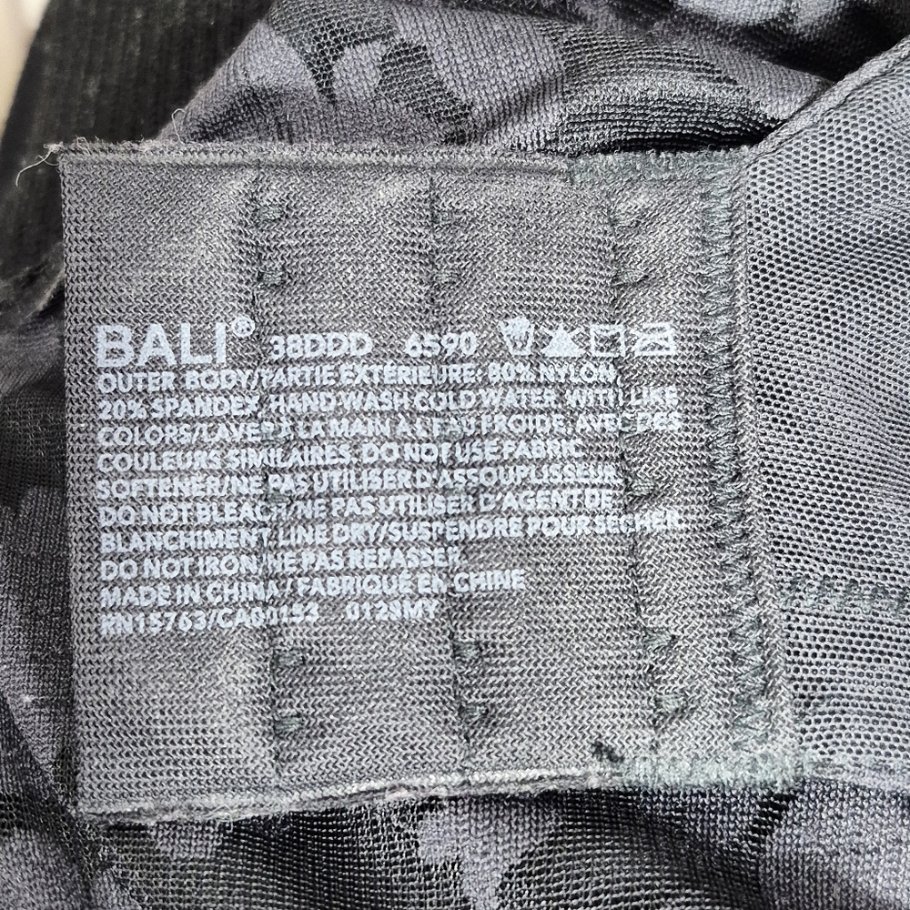 38DDD Bali DF6590 6590 Passion for Comfort Smooth Lace Underwire Bra Black‎ - Picture 7 of 7